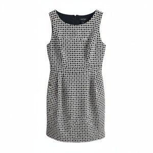 WHBM Black white preppy circle geometric office classic midi dress